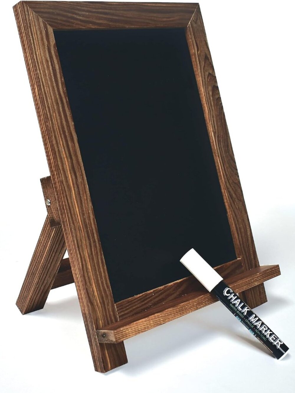 Framed Tabletop Chalkboard Sign, 9.5" x 14", Rustic Wood Frame, Small Magnetic C